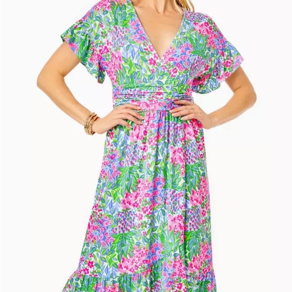 EUC Lily Pulitzer Juliet Ruffle MIDI Dress Wore Once To Church - Picture 7 of 11